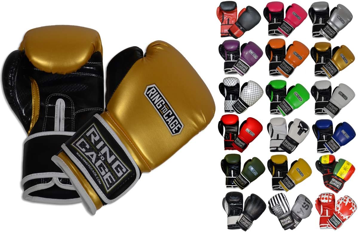 Gym Training Stand-Up Boxing Gloves (Gold/Black, Regular-12oz)