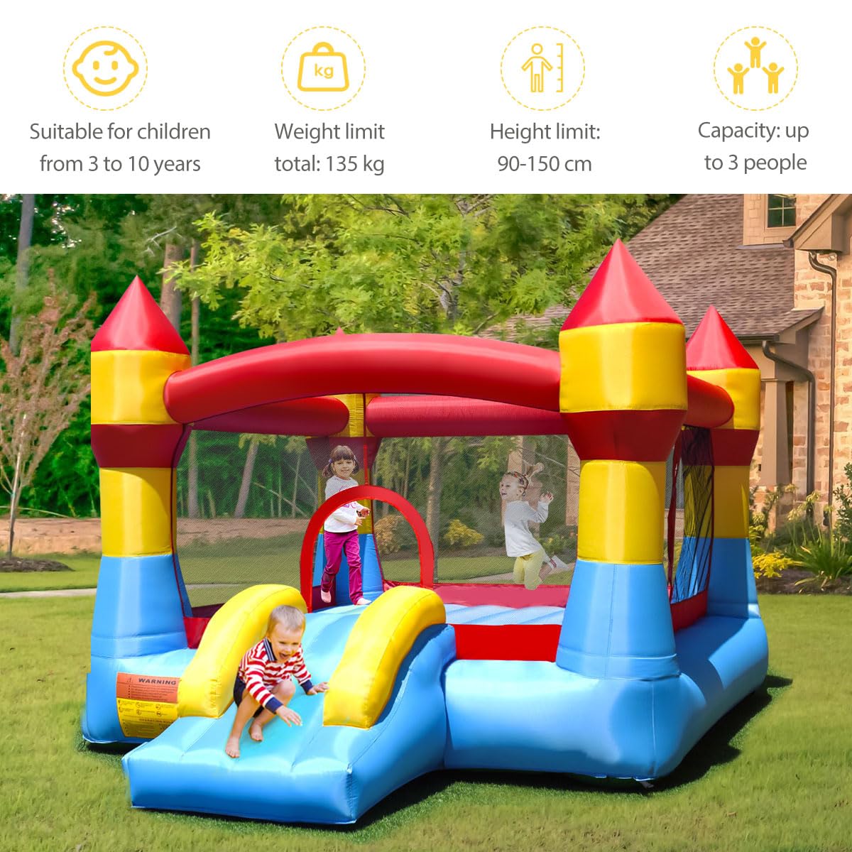 Castillo Hinchable LIFEZEAL Con Tobogán, Piscina Y 30 Pelotas – Parque Infantil De 365x200x190 Cm Para Niños De 3 A 5 Años