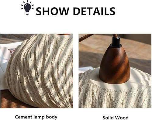 Miniatura 3 de Creativo redondo microcemento colgante luces retro industrial colgante luz madera hormigón lamparas araña, iluminación decorativa