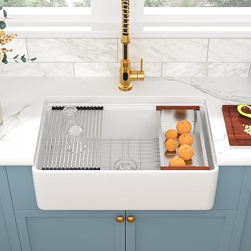 Miniatura 102 de Sarlai - Cerámica de porcelana de fregadero de porcelana, color blanco Blanco,Negro -,Negro estación de trabajo,Blanco estación