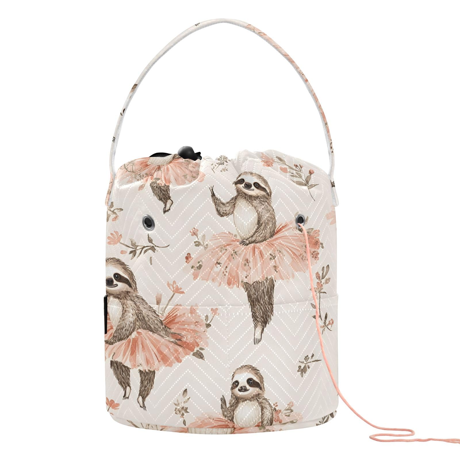 Yarn Storage Bag Small Crochet Bag Knitting Bag Organizer Dancing Sloth Yarn Bags for Crocheting Basket