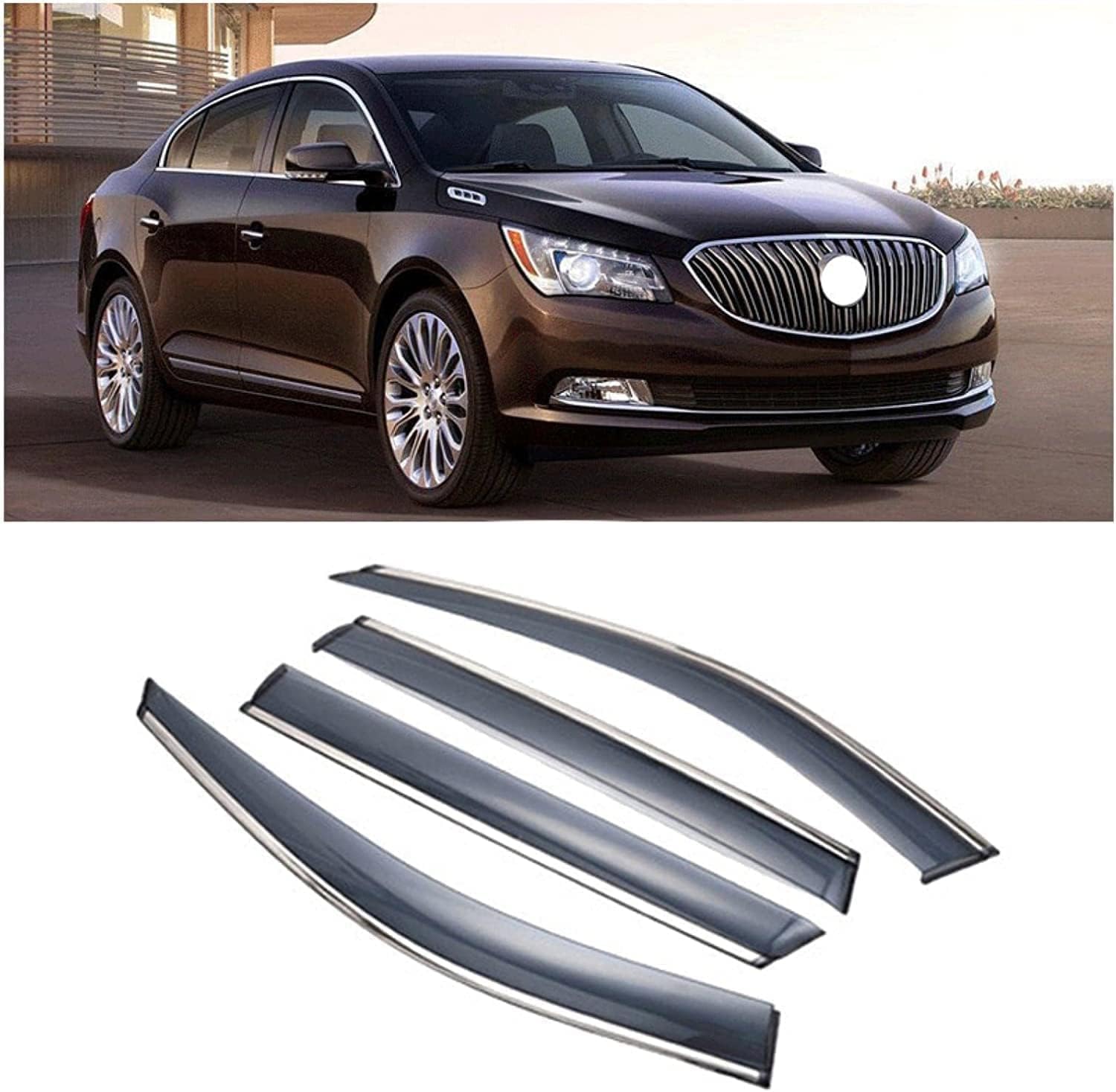 PANXUC Car Wind Deflectors for Buick Lacrosse 2009-2015, Side Window Wind Rain Deflector Window Visor Sun Rain Guard Smoke Guards
