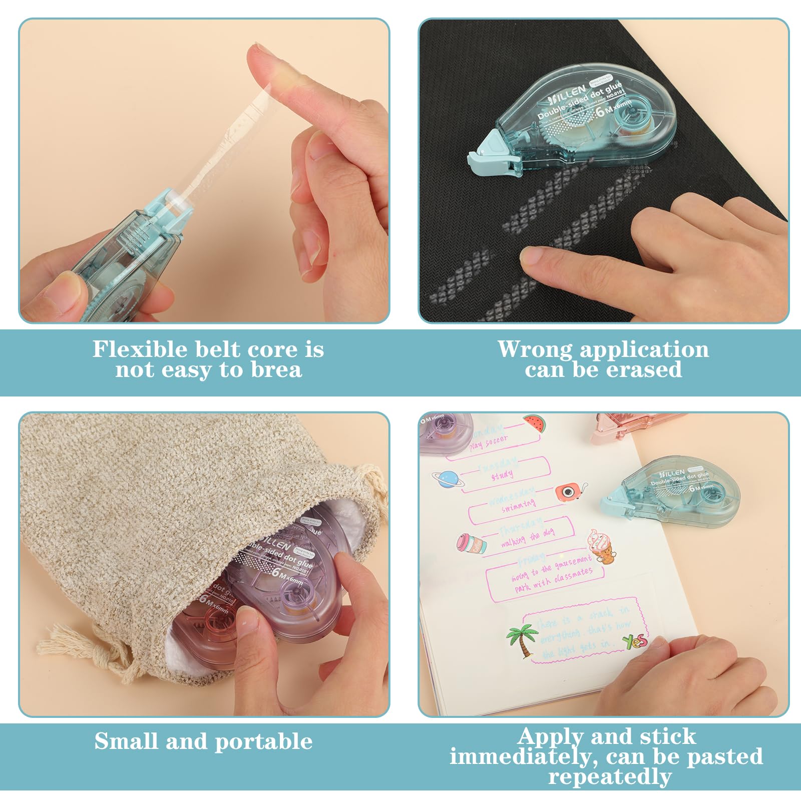 6 Rotoli Colla A Nastro Roller Trasparente 6mm X 6m - Nastro Biadesivo Per Scrapbooking E Artigianato - Foto 6