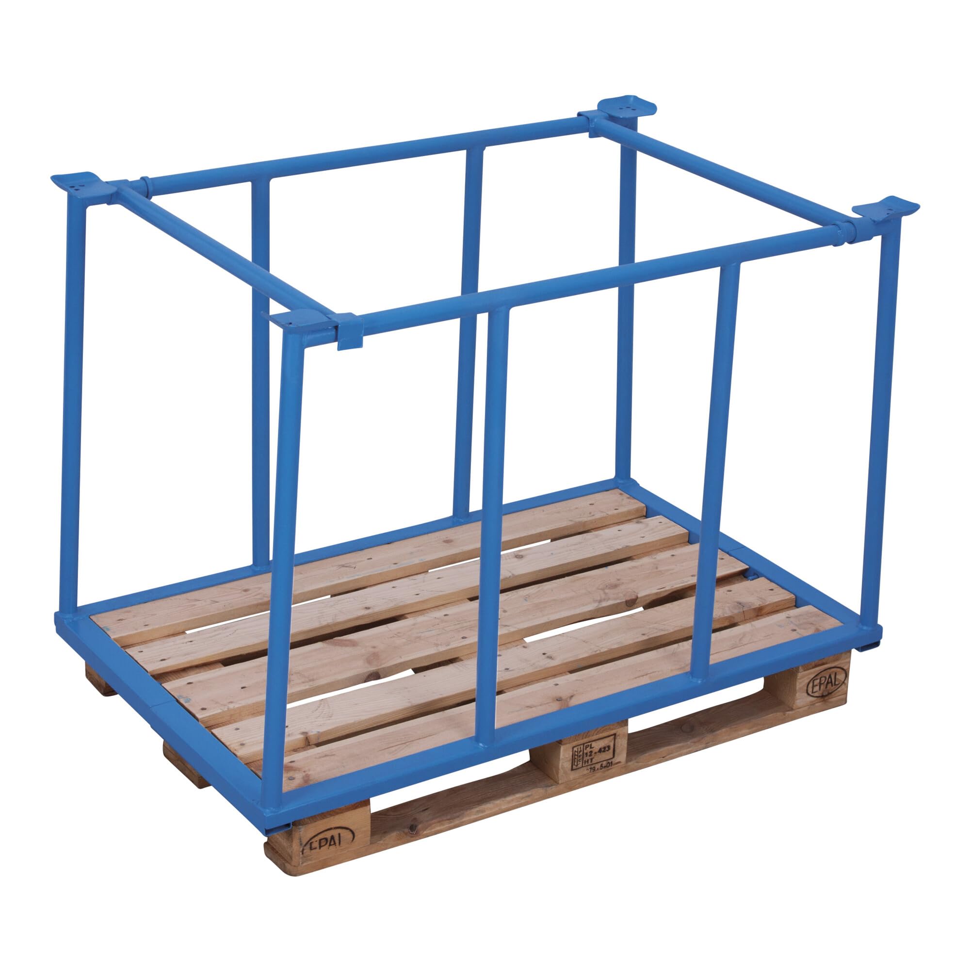 Palettenaufsatz, Typ 75, Höhe 800 mm, für Paletten 1000x1200 mm, Auflast 1000 kg, RAL 5012 lichtblau