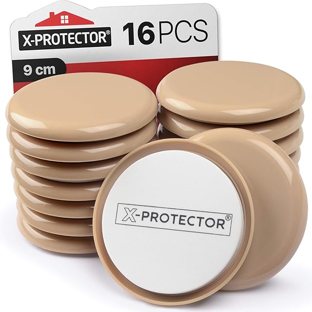 Furniture Sliders for Carpet X-PROTECTOR  Moving Pads 16 pcs 9cm Sliders for Furniture - Move Your Furniture Easy with Reusable Furniture Movers Sliders for Carpets!