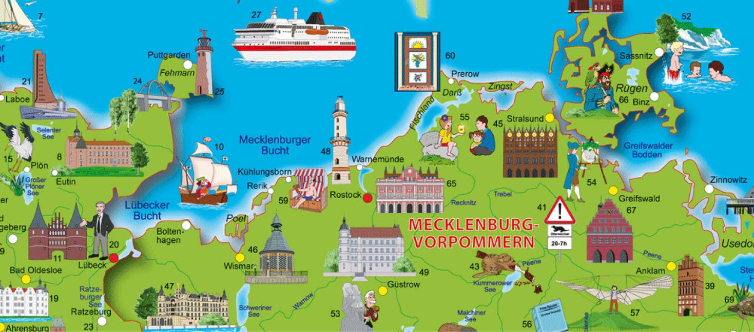 Erlebniskarte „Illustrierte Deutschlandkarte“ mit Metallbeleistung