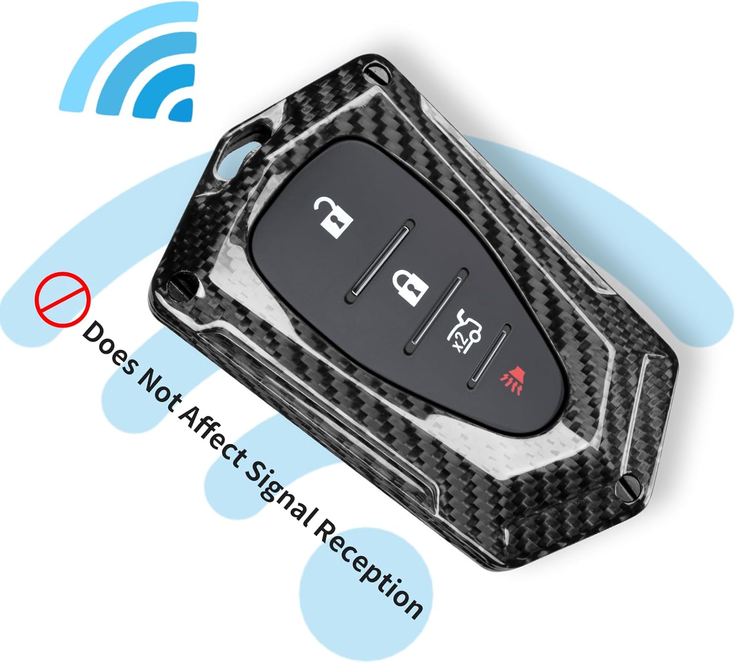 T-carbon Key Fob Cover Fits Chevy Camaro Malibu Cruze LT 2017-2023 Traverse Bolt EV Blazer Trailblazer Volt Equinox Spark Trax 20212022 Smart Keyless Accessories Real Glass Fiber Glossy Black