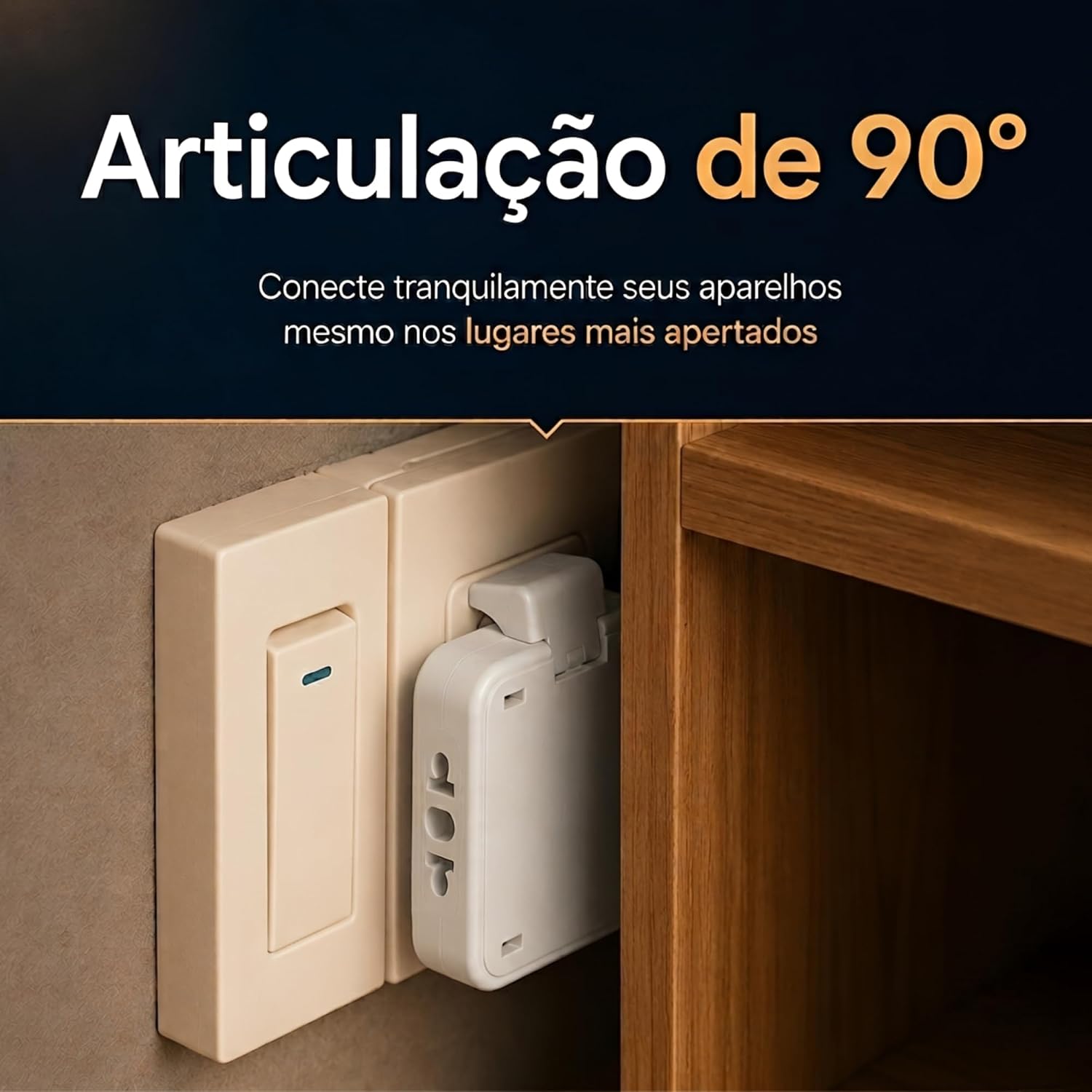 Adaptador De Tomada Em T Benajamim 3 Entradas Articulado Plug Dobrável 10V Adaptador De Tomada Em T Benajamim 3 Entradas Articulado Plug Dobrável 10V
