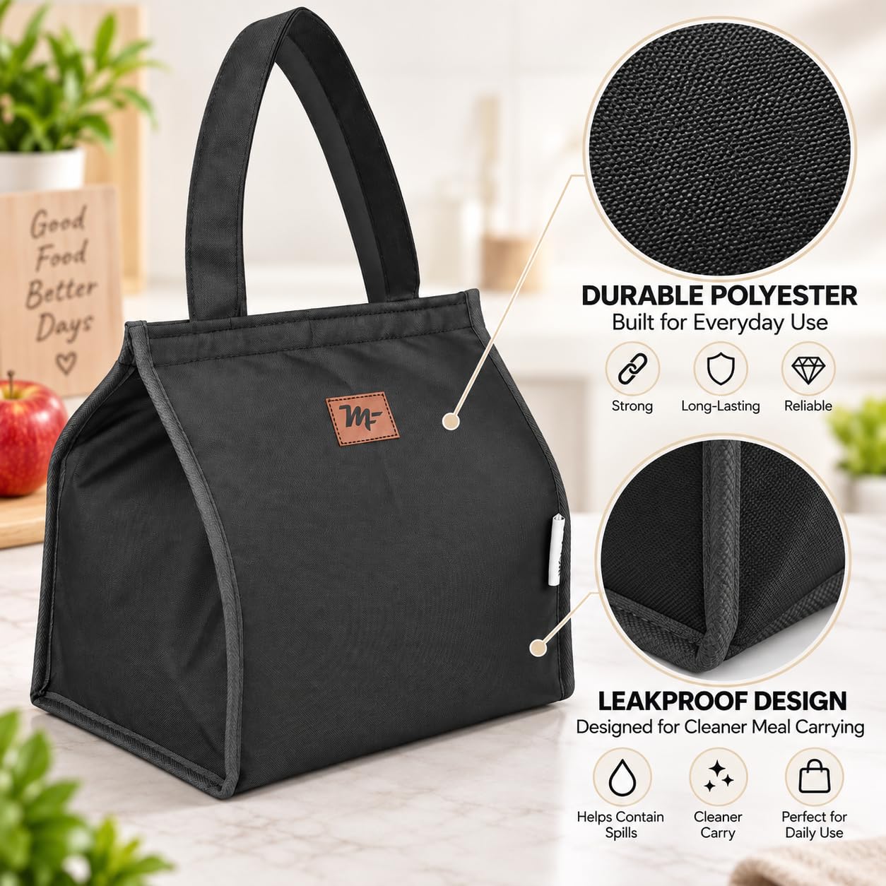 Large Insulated Lunch Bag - Hot & Cold Food Carrier -6