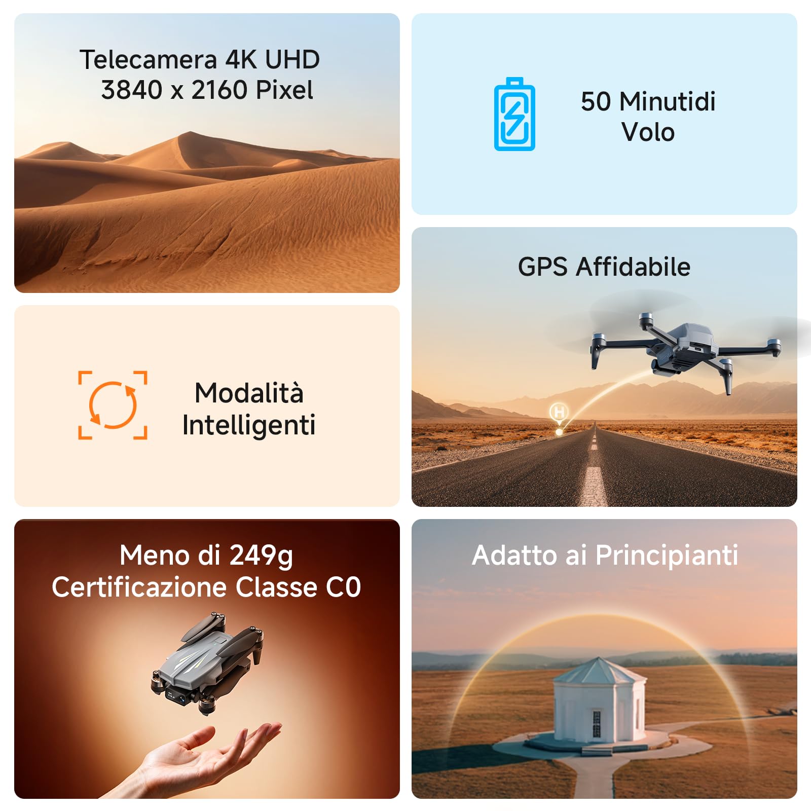 Ameta S20 Drone con Telecamera 4K Professionale, Drone GPS per Bambini e Adulti con Ritorno Automatico/ 50 Minuti/Modalità Intelligenti/Follow Me/Controllo Gesti, Mini Drones FPV Meno di 249g