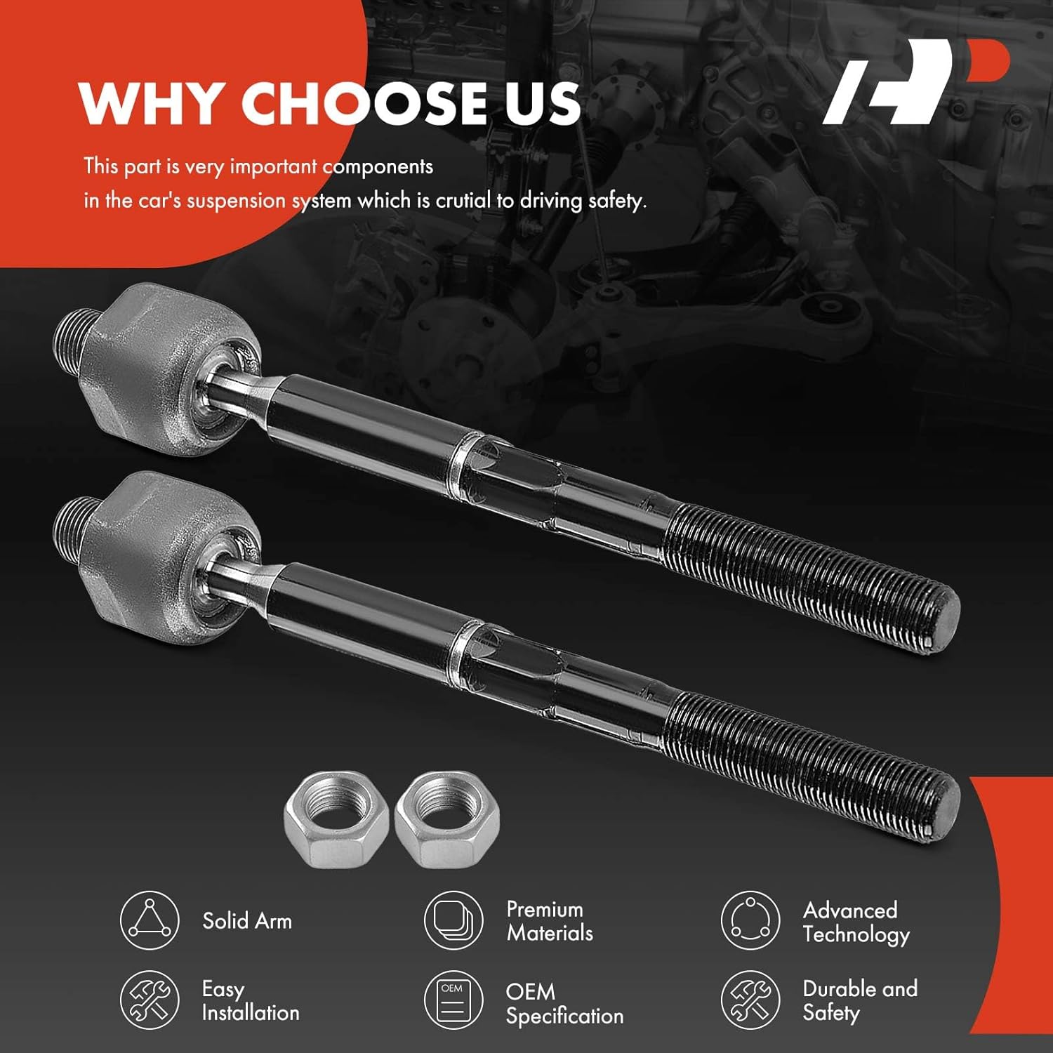 A-Premium 2 x Front Inner Tie Rod Ends, Compatible with Cadillac CT6 2016 2017 2018 2019 2020