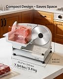 VEVOR Trancheuse Électrique, Trancheuse à Jambon et Viande avec Épaisseur de Coupe Réglable 0-15 mm, pour Baguette Fromage Saucisson Steak Viande Congelée Cuisine, Lame en Acier Inoxydable de 190 mm - 7