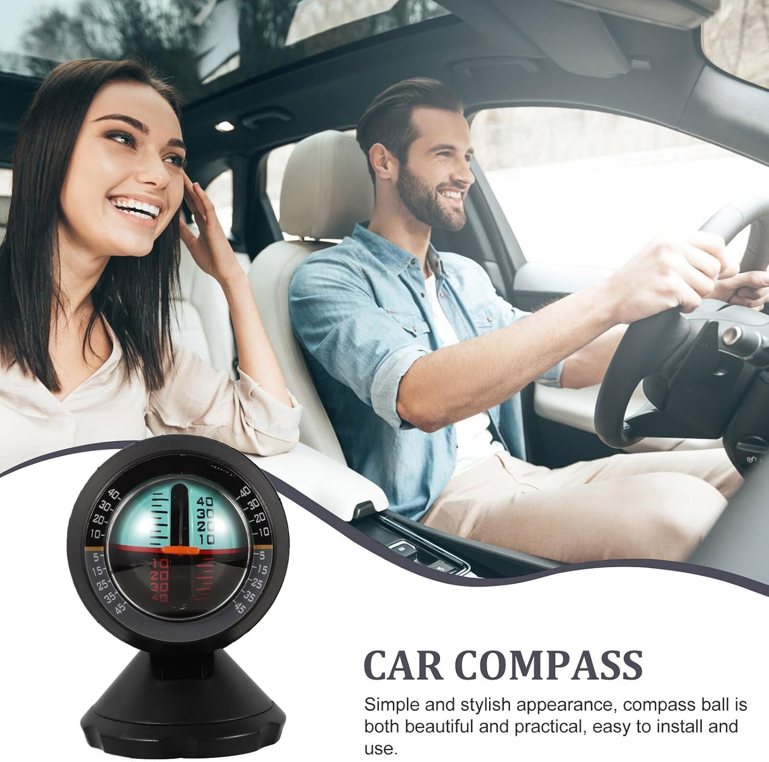 Car Dashboard Compass Ball with Suction Cups, Dash Mount Car and Boat Compass for Vehicle Navigation and Outdoor Camping Use