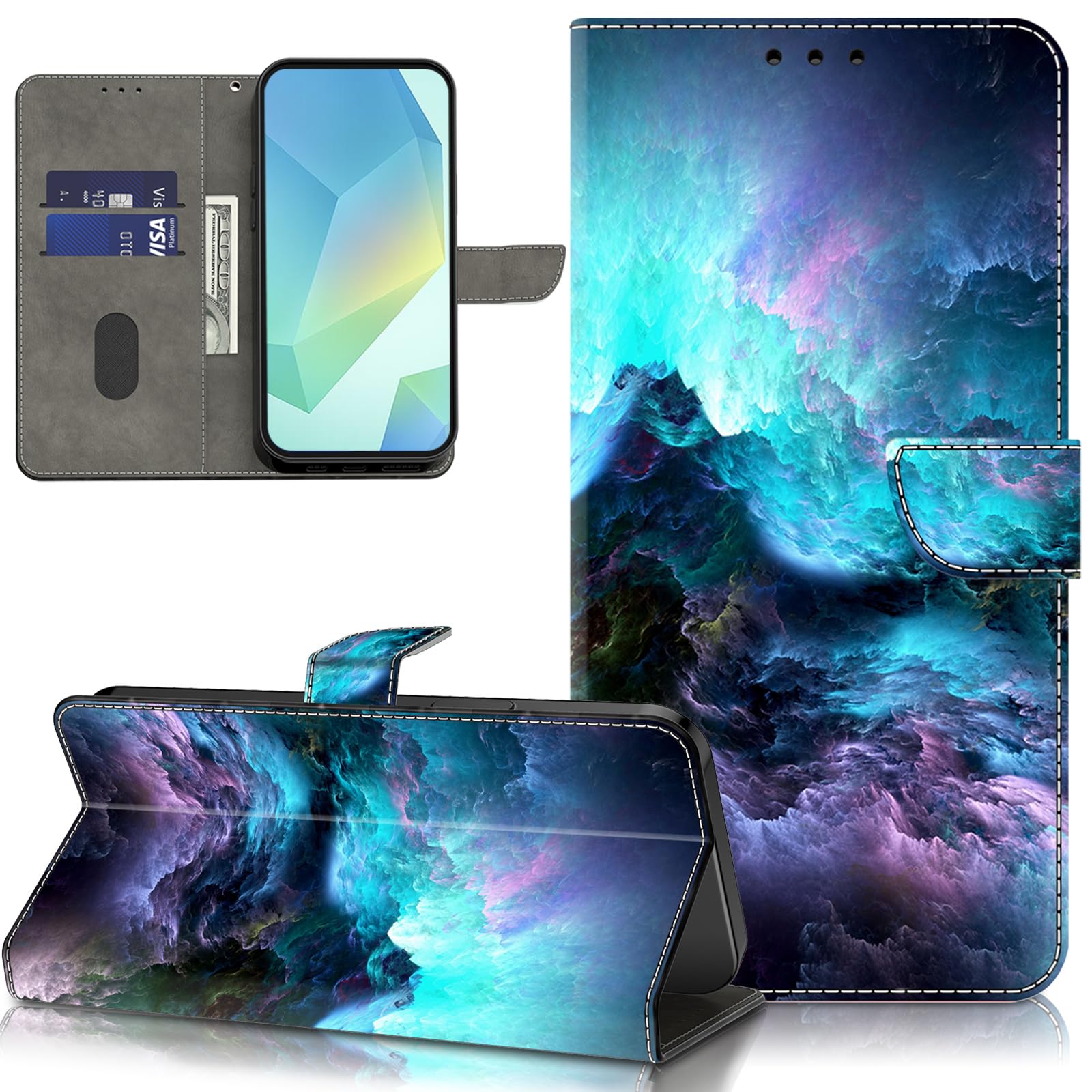 ALILANG for Samsung Galaxy A16 5G/4G Case, PU Leather Wallet Flip Cover with Standing Function Card Holder and Wrist Strap for Galaxy A16 Phone Case -
