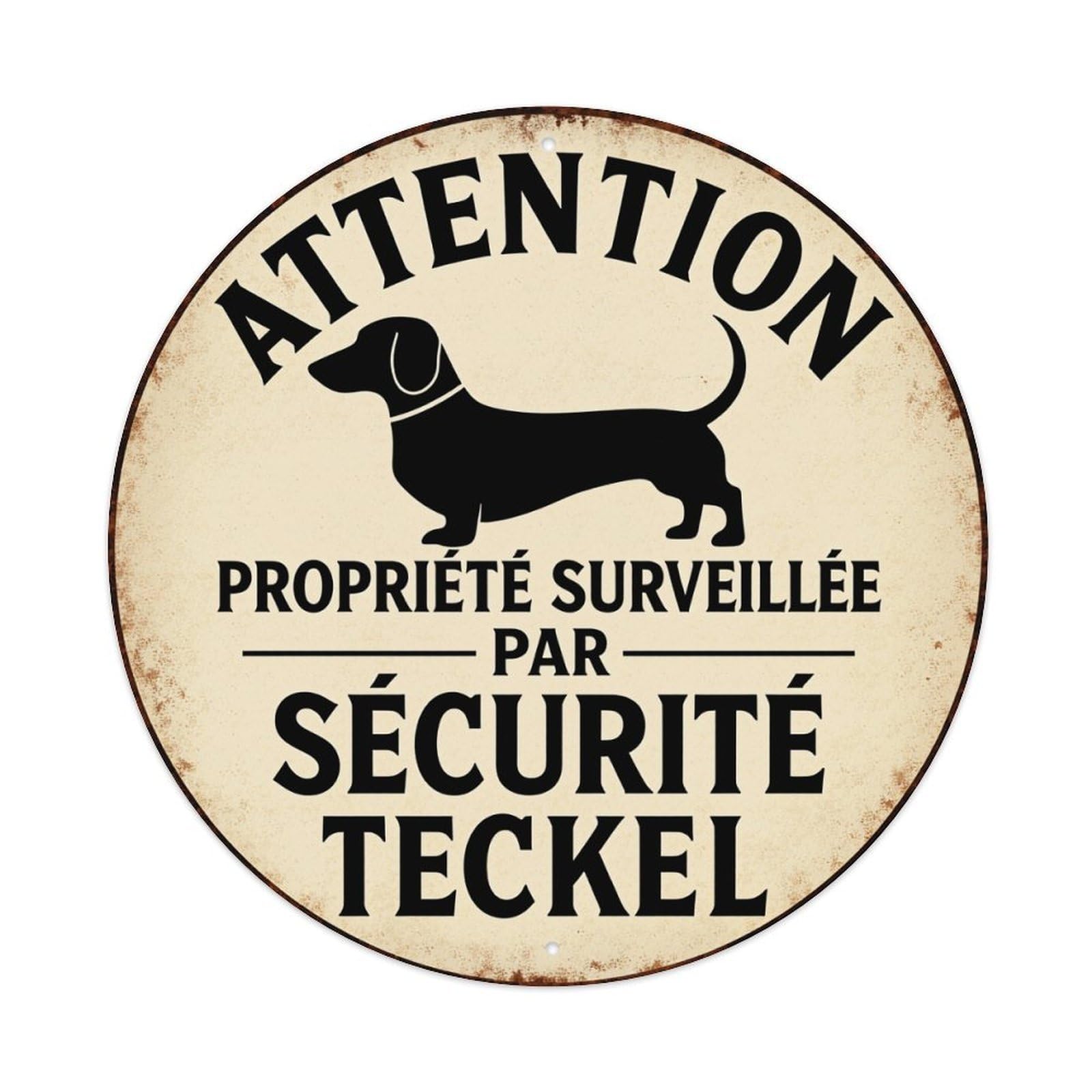 Attention Property Monitored By Security Dachshund Metal Tin Sign Plaque