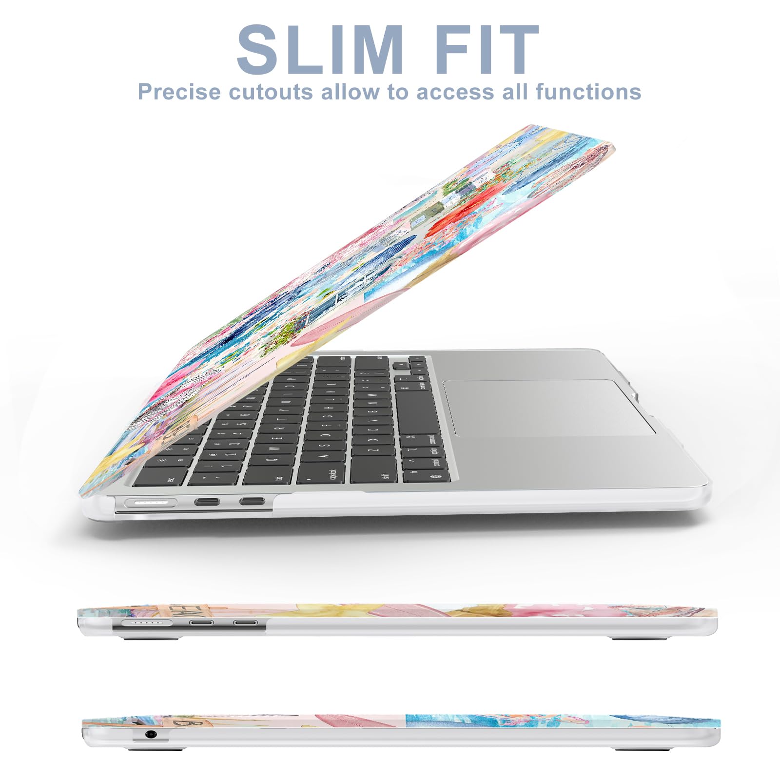 AKIT Funda rígida compatible con MacBook Air de 13 pulgadas M5 2026 2025 2024-2022 M4 M3 M2 A3449 A3240 A3113 A2681, funda rígida con patrón de tortuga marina para laptop, protector de pantalla y