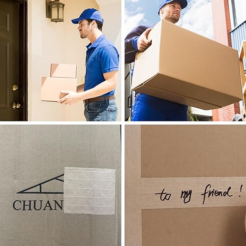 Vista 7 de ADHES - Cinta activada por agua de 2.83 pulgadas x 110 yardas x 4 rollos, cinta de papel kraft reforzada, ecológica, cinta adhesiva fuerte