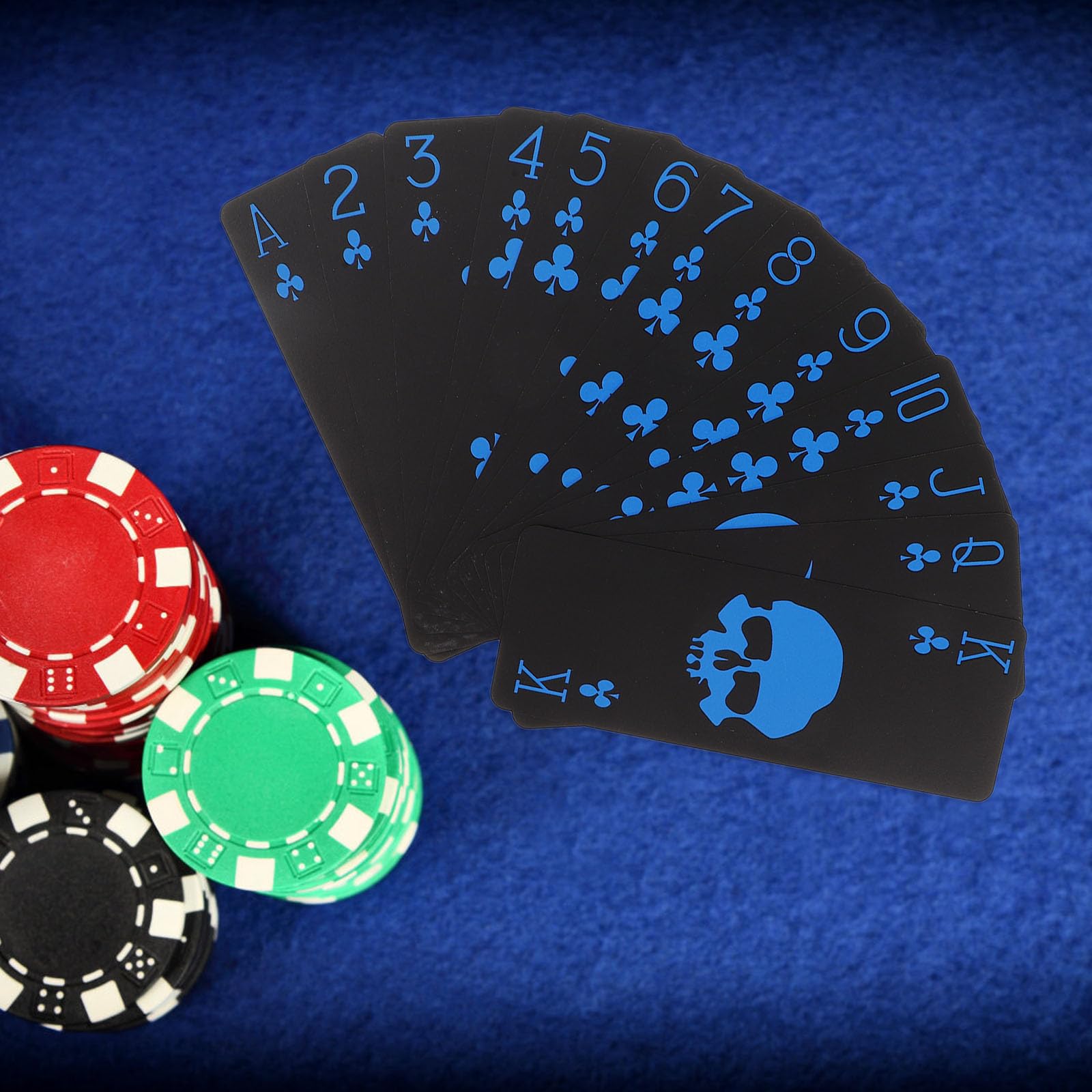 DOITOOL Carte da Poker Set Durevole e Resistente Impermeabili in Pvc Nero Motivo Teschio Creativo per Giochi di Famiglia e Intrattenimento
