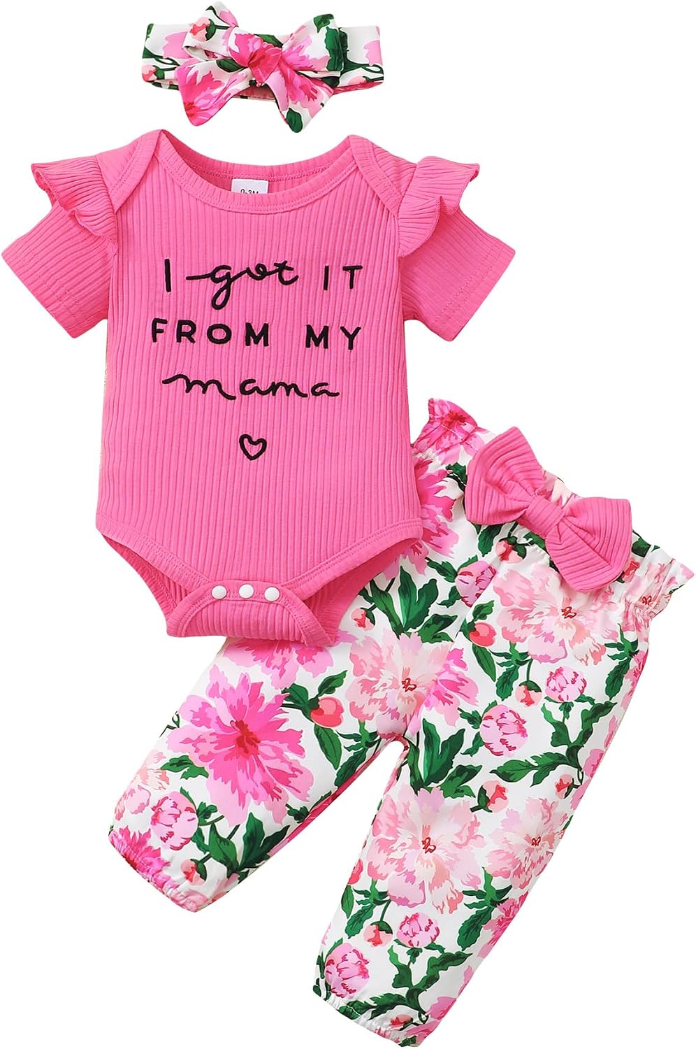 Baby Girl Clothes Newborn Infant Fall Outfit Romper Winter Floral Pant Set Headband 3 Pcs Clothes for Girl