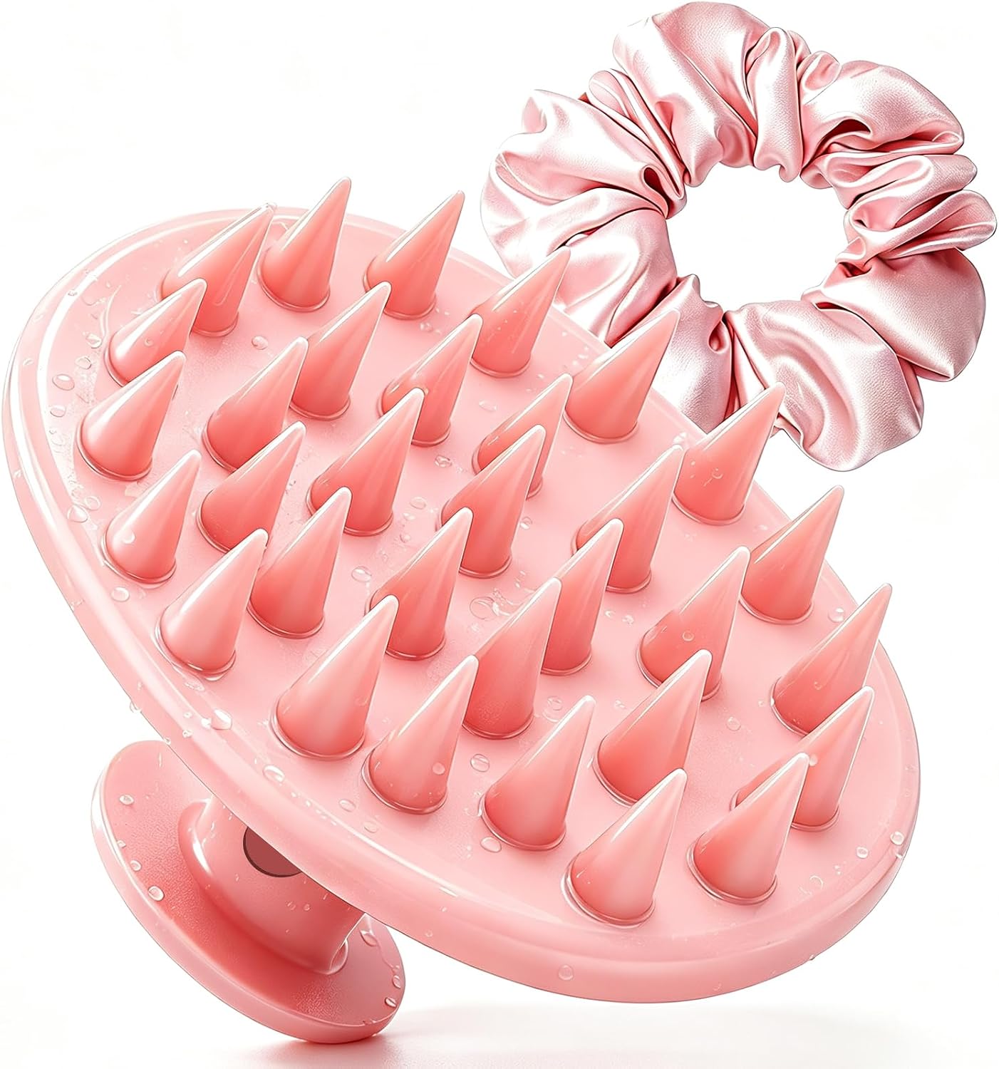 Scalp Massager Shampoo Brush Scrubber with Satin Scrunchie