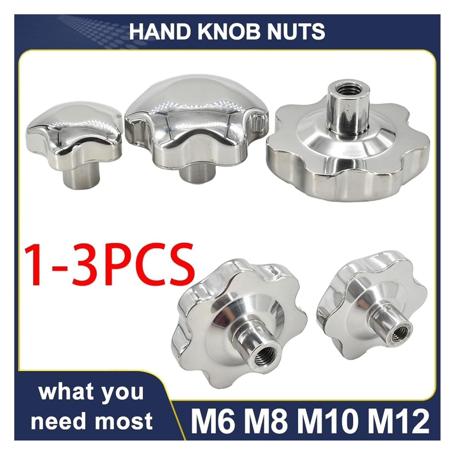 M6 M8 M10 M12 Star Hand Knob Nuts Plum Handle Rotating Clamp Threaded Bolt Insert Screw Thumb Fasten Nut 304 Stainless Steel (Color : M10(Head 70mm) 2Pcs)