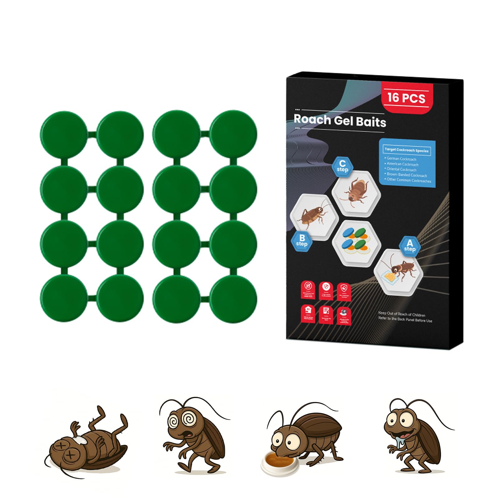 16 Pack Roach Killer Indoor Infestation Roaches Gel Bait Stations, Powerful Cockroach Killer Indoor Home for Roach Infestation, Long-Lasting & Effective Cockroach Gel Bait, Easy to Use