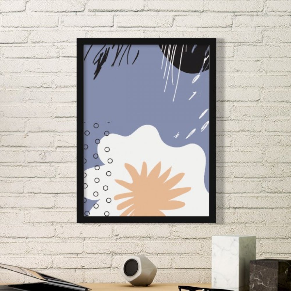 Peinture d'art abstrait violet blanc pour cadre photo en bois de salon moderne