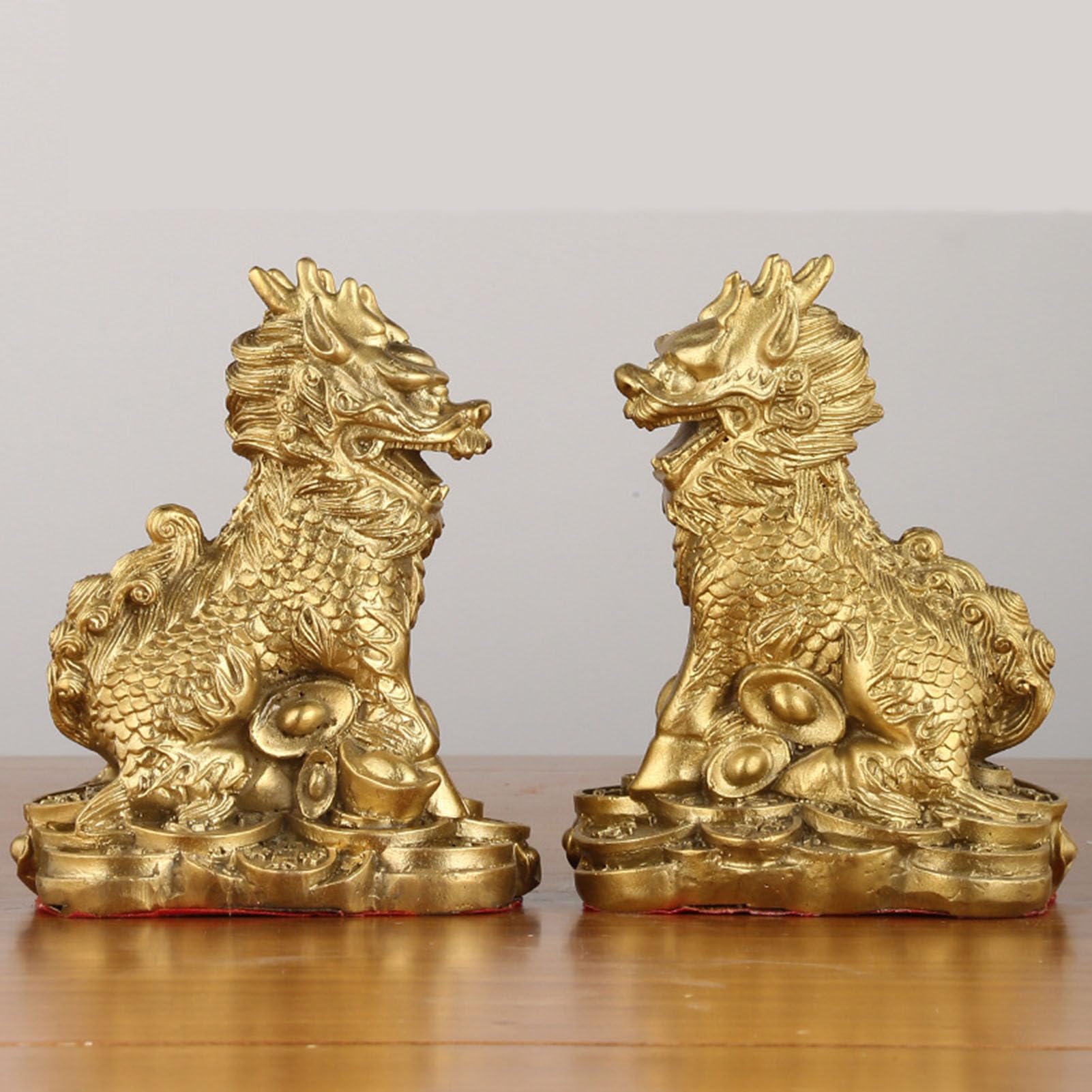 Chiński posąg Feng Shui Chi Lin/Kylin, atrakcja bogactwa w grudniu lub | Kolekcja prezentów, opiekun Qilin, przyciąganie pieniędzy i powodzenia, dobrobyt bogactwa, rzeźba do dekoracji wnętrz