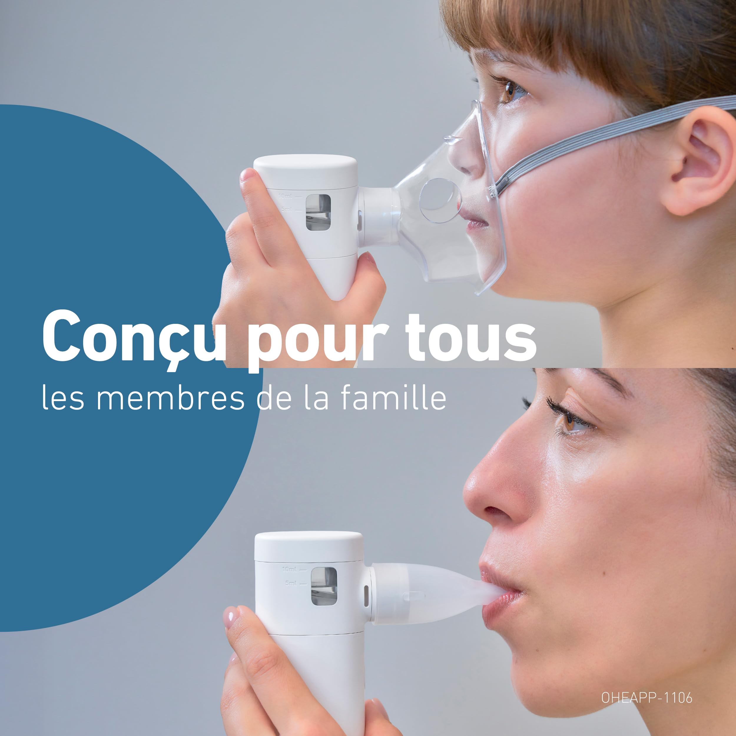 OMRON MicroAir Move Inhalateur Portable Silencieux | Nébulisateur Enfant et Adulte avec 2 Masques et Embout Buccal | Rechargeable USB-C | Soulagement Toux et Rhume