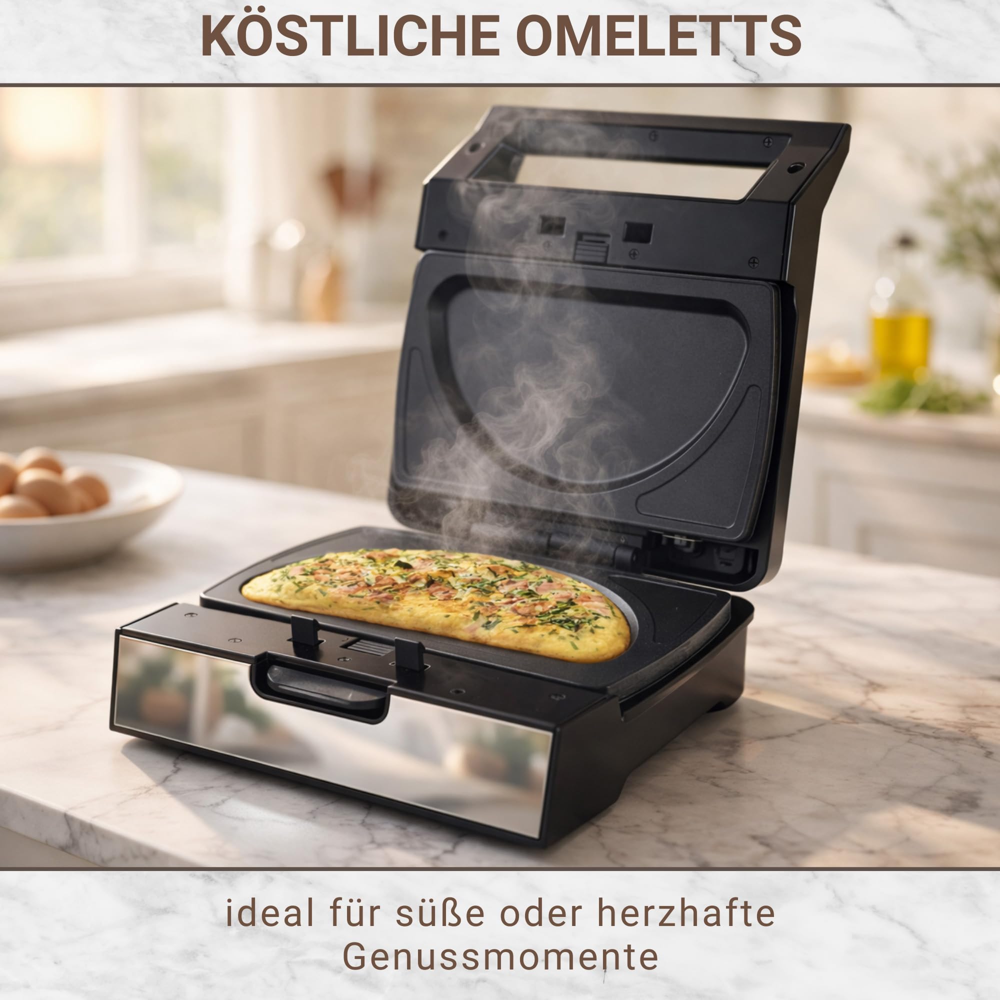 Syntrox Germany Omelett Maker MM-1400W mit herausnehmbaren Backplatten