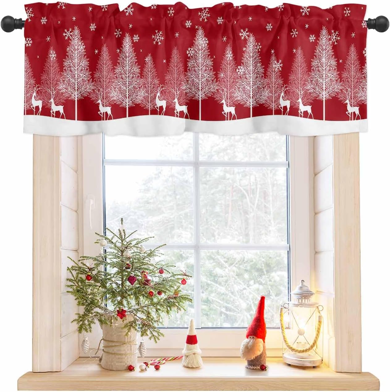 Christmas Valances for Kitchen Windows Xmas Tree Valance