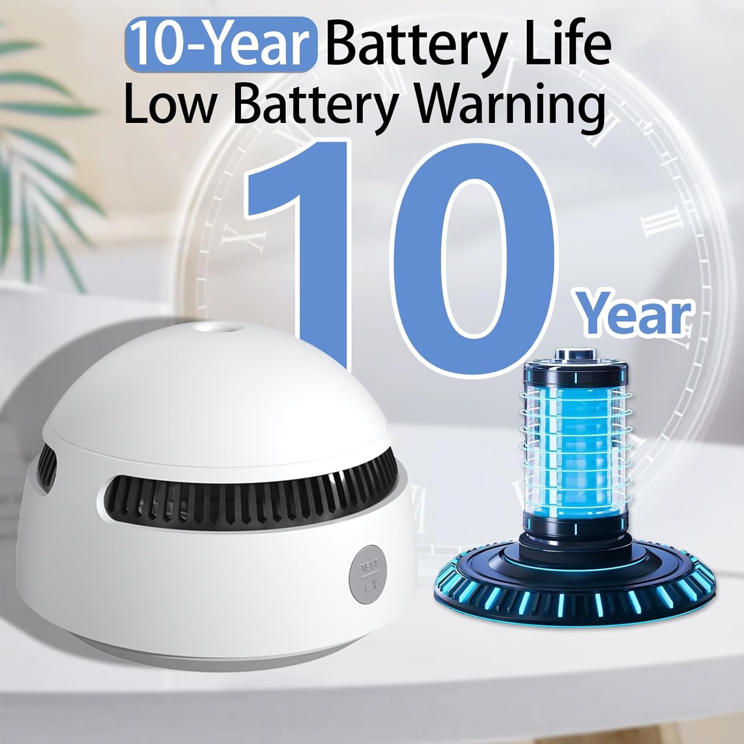 Mini Smoke Detector, Smoke Alarm & Fire Alarm Detector 10 Year Battery Operated with Photoelectric Sensor and Silence Button, Home Use (3 Pack)