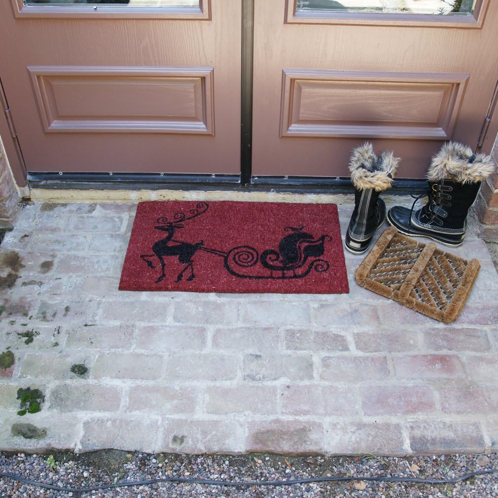 Rubber-Cal "Outdoor Christmas Doormat Kit - 2 Coco Coir Doormats & 1 Herringbone Boot Scraper