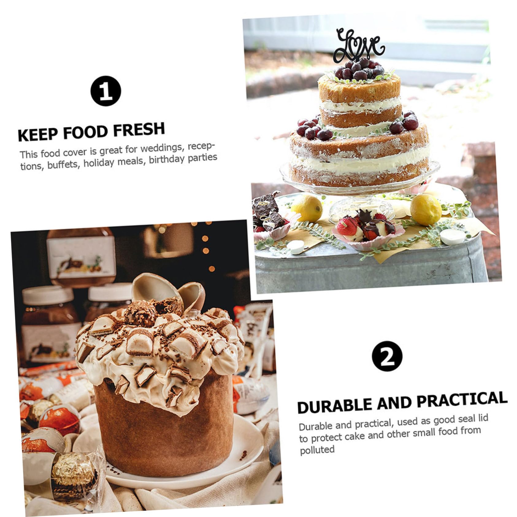 Couvercle en Verre pour Gâteau Dôme à Gâteau Réutilisable Support Solide pour Buffets et Dîners Protection Alimentaire la Poussière