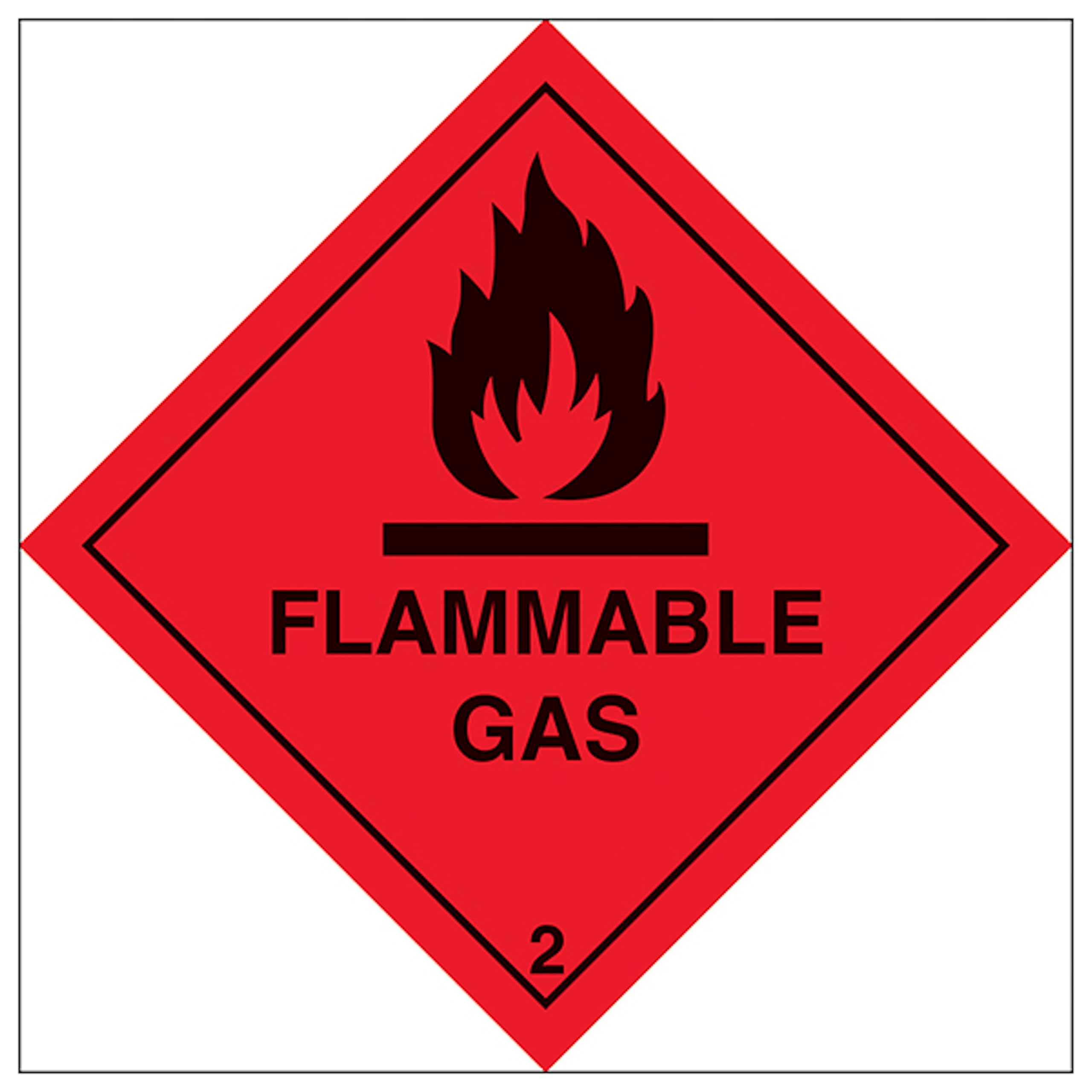 V Safety Flammable Gas 200 x 200 mm - 2mm Super-Tough Rigid Plastic Safety Sign