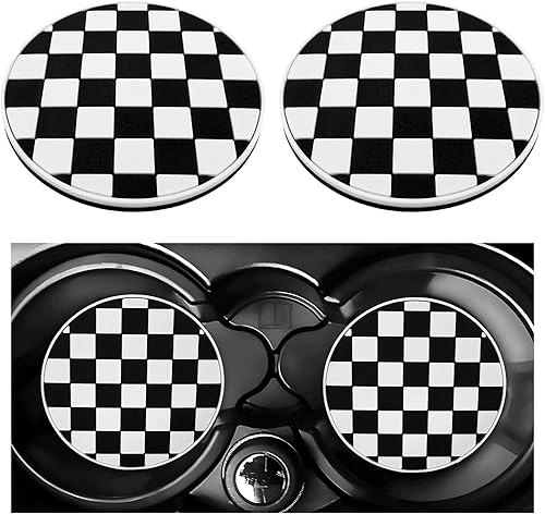 Miniatura 7 de 4 PCS Posavasos para Copa de Coche, 2.76 Pulgadas Posavasos Antideslizantes a Cuadros Insertables para Portavasos de Vehículo, Tapetes para Copa