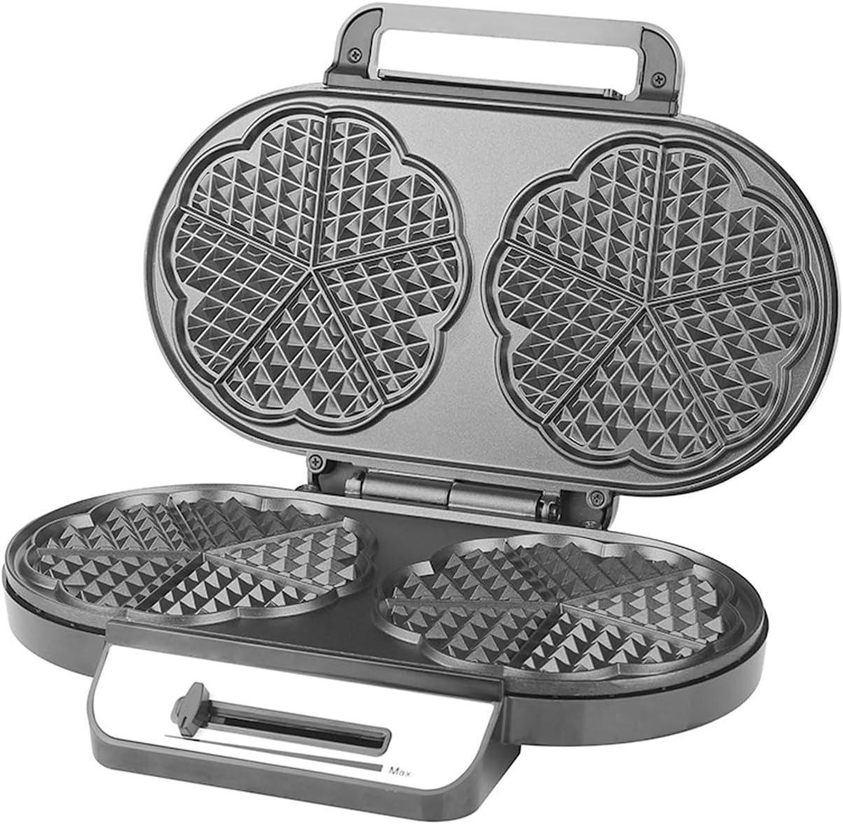 Double Heart Waffle Maker, Makes 10 Mini Hearts or 2 Large Waffles, 1200W Premium Performance, Double, Non-Stick Cooking Plates with Rapid Even Heating