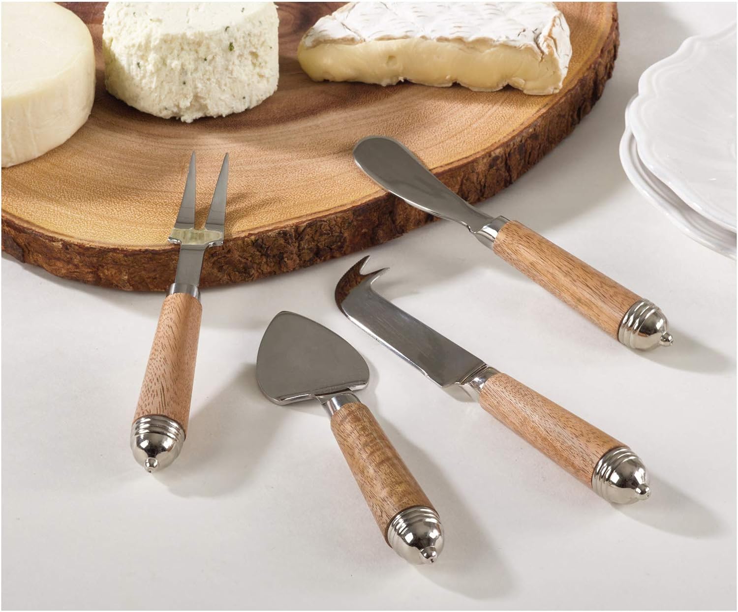 Ecru Bark Wood Cheese Cutlery, Set of 4 (Cheese board NOT included)