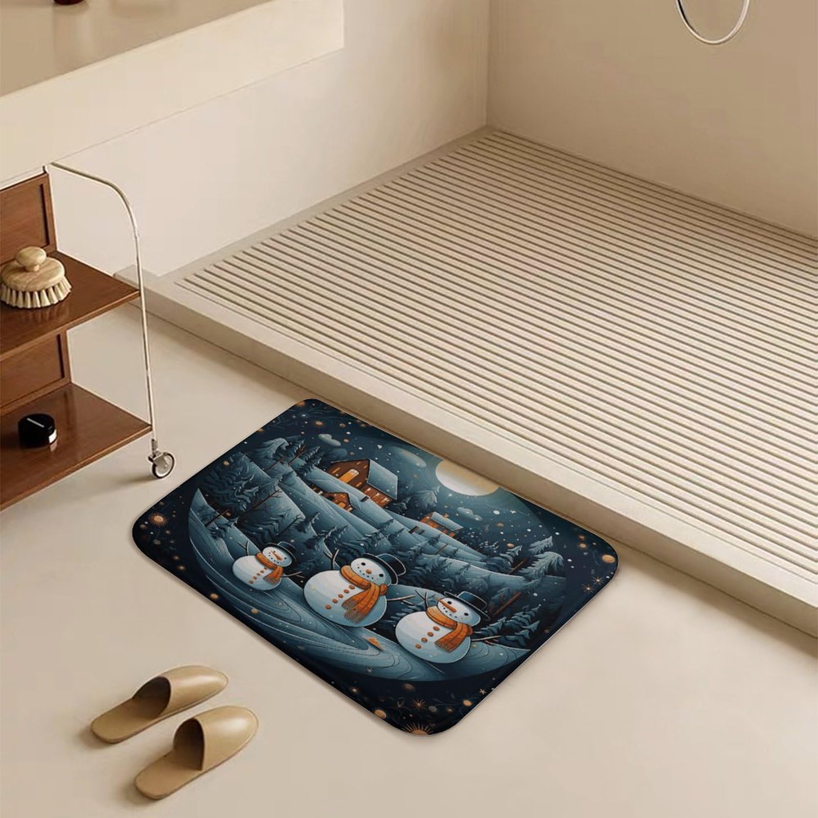 Felpudo de bienvenida para interiores y exteriores, antideslizante, para Navidad, Papá Noel, pingüino, para entrada, porche, lavandería, baño, dormitorio, alfombra de 40 cm x 60 cm