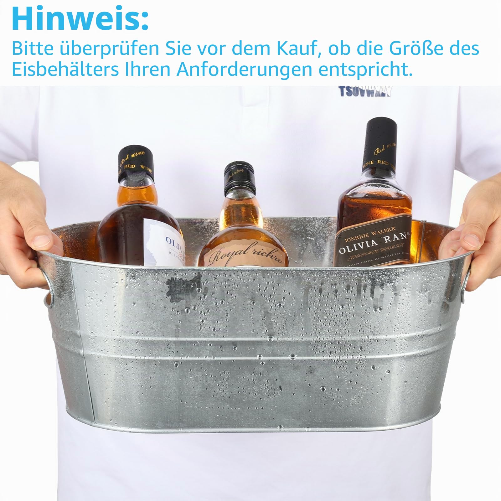 4 Stück 13 Liter Verzinkter Stahl Getränkekühler mit Schaufeln Getränkewanne Sektkühler, Flaschenkühler, Kühlwanne, Eiskübel, Eiseimer für Garten-Party