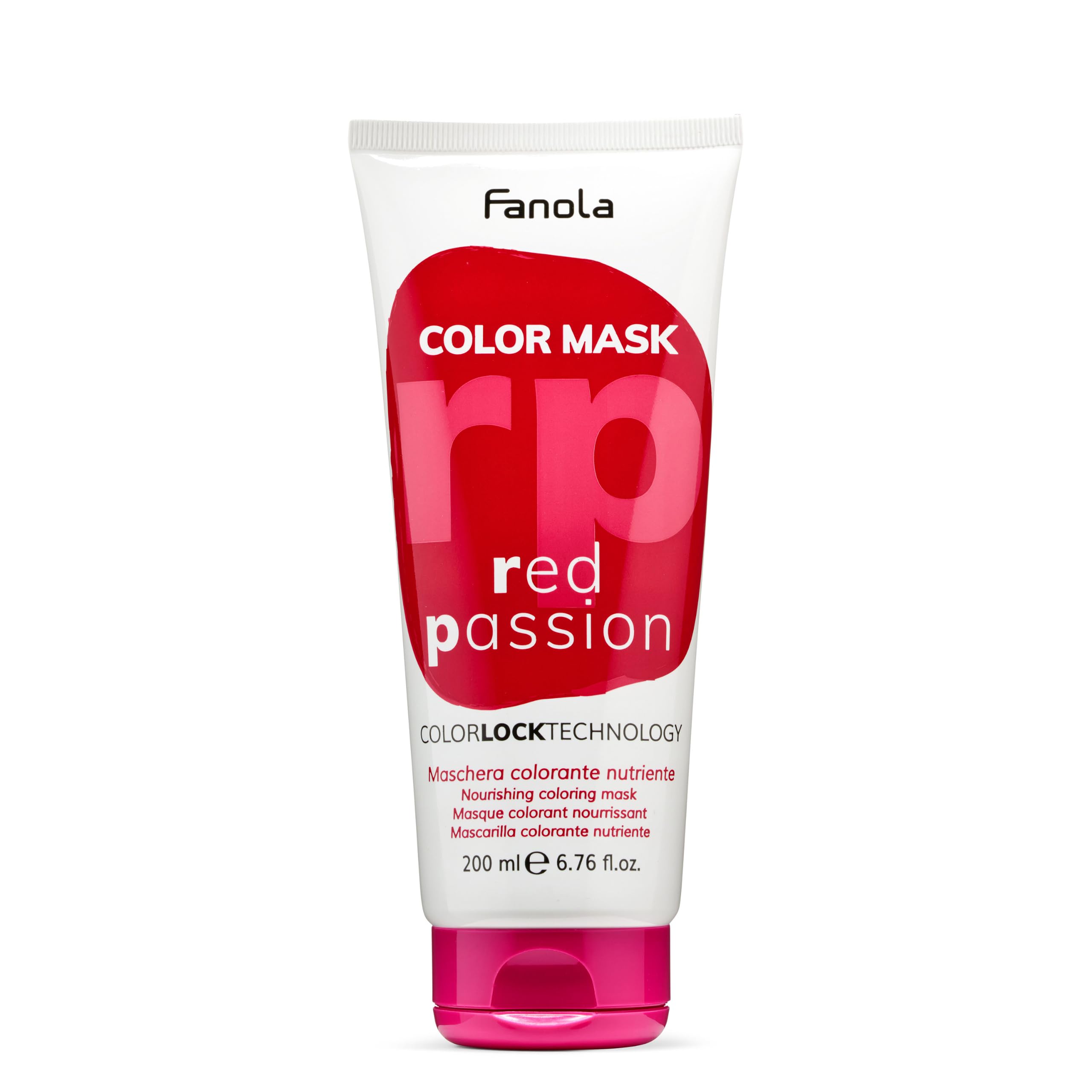 Fanola Nourishing Colour Mask, Nourishing and Conditioning Pigmented Hair Mask to Intensify Color and Temporarily Dye Hair, for Natural, Coloured and Bleached Hair, Red Passion Shade, 200ml
