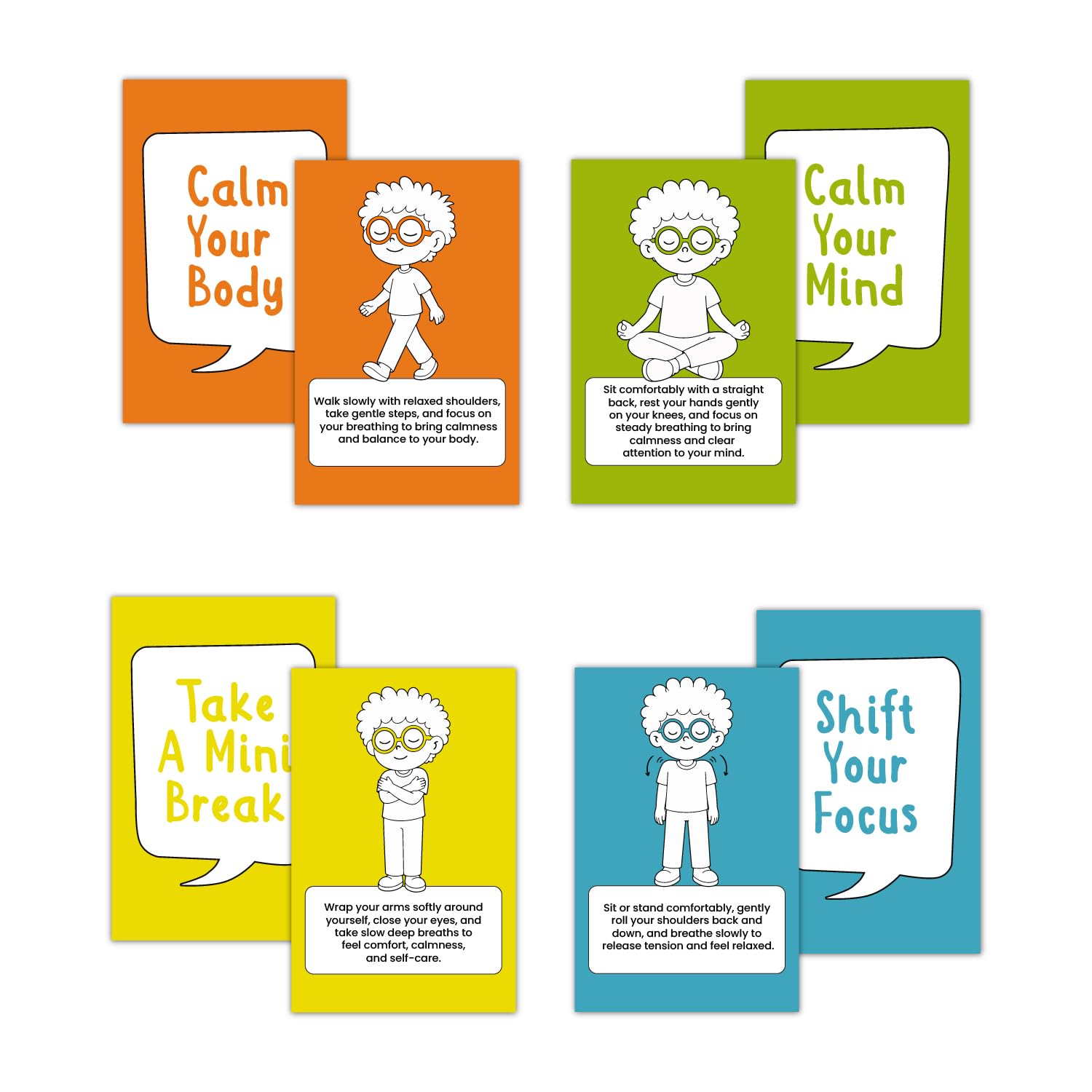 Mindfulness Flash Cards for Kids | 40 PCS Double Sided Anger Management Coping Skills Cards | Calm Down Corner Toys for Home & Classroom, Toddler Feelings-image-21