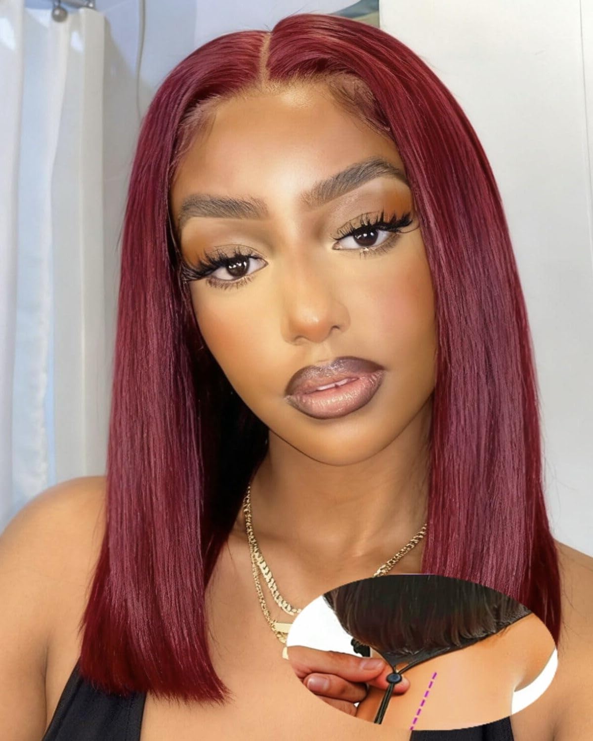 Short Bob Wig Human Hair Straight 13x4 Frontal HD Transparent Lace Front Wigs 100 Percent Real Human Hair Black Bob Wig for Women Pre Plucked 180% Density Natural Color 12 Inch