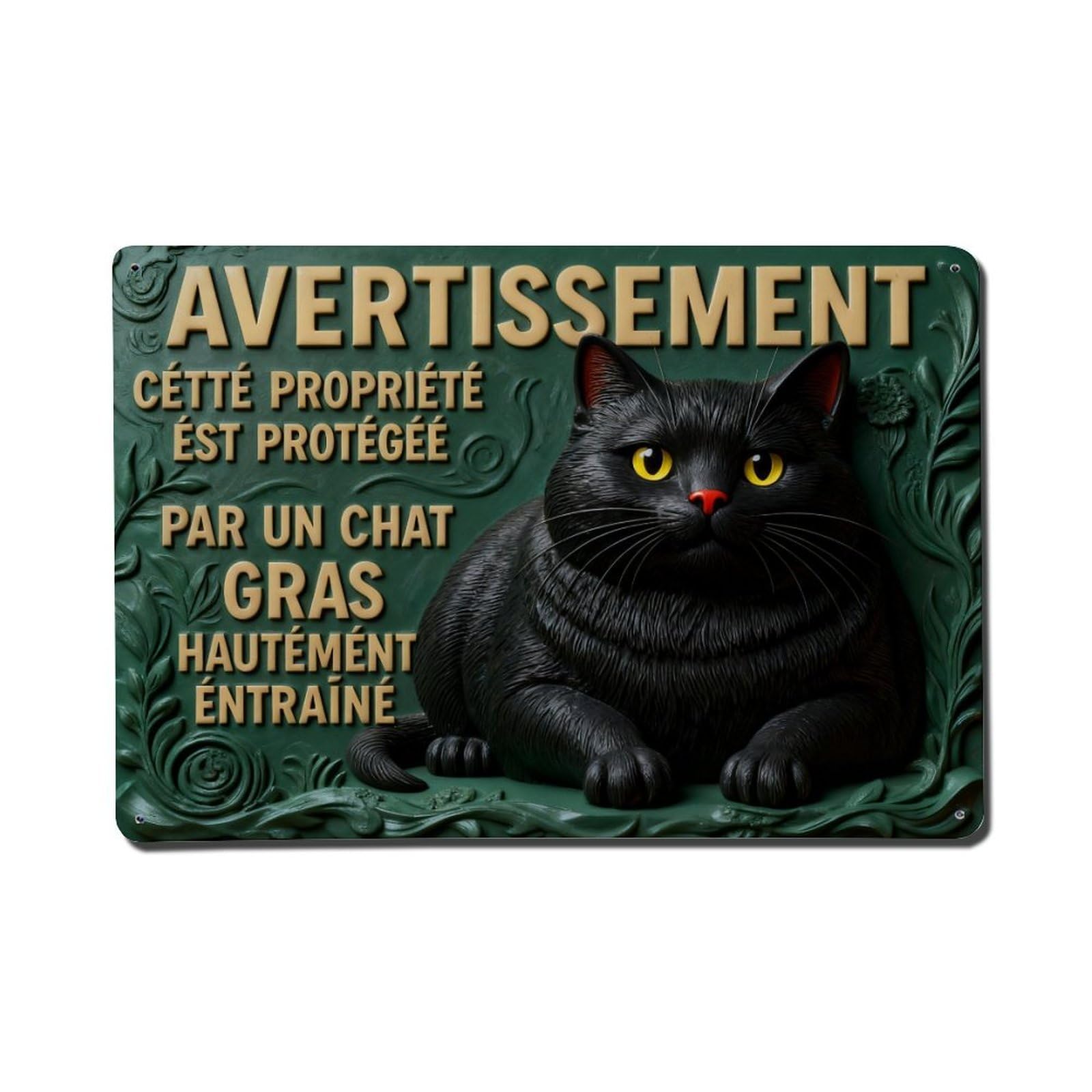 Black Cat Warning Sign Pattern Metal Tin Sign Plaque