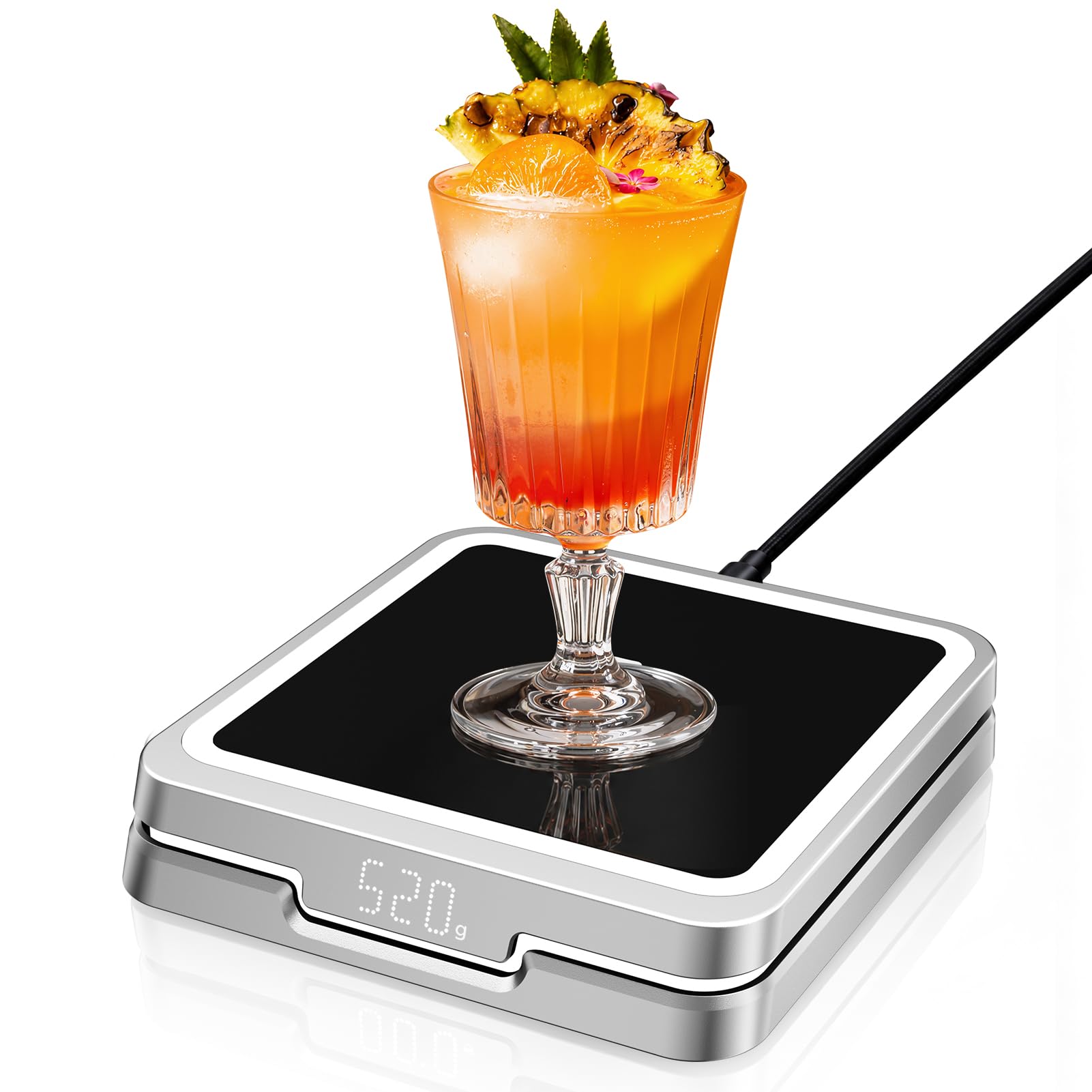 KAVAZ Smart Cocktail Maker – LED Guided Cocktail Mixing Device with App Control, 3000+ Recipes Home Bar Gadget & Gift for Men, Dad, Husband & Cocktail Lovers(Silver White)