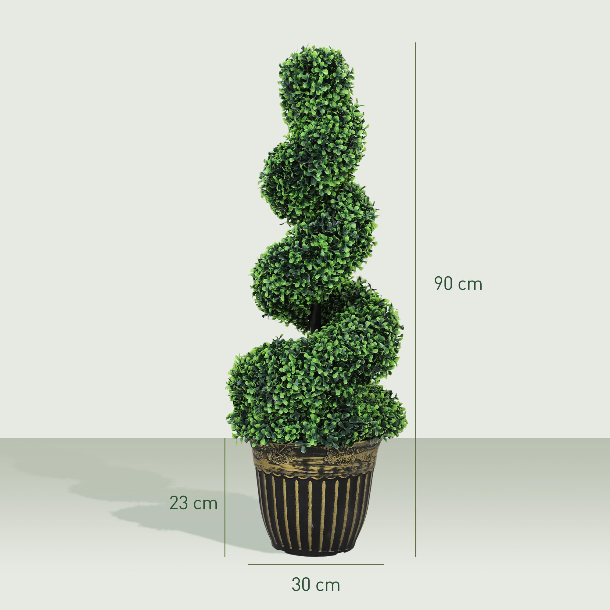 HOMCOM 2er Set Künstliche Buchsbaum 90cm Spirale Kunstpflanze im Topf | Künstliche Pflanzen, Kunstbaum, Fake Plant Wie Echt, Wohnzimmer Schlafzimmer Büro Garten, Moderne Dekoration, Geschenk