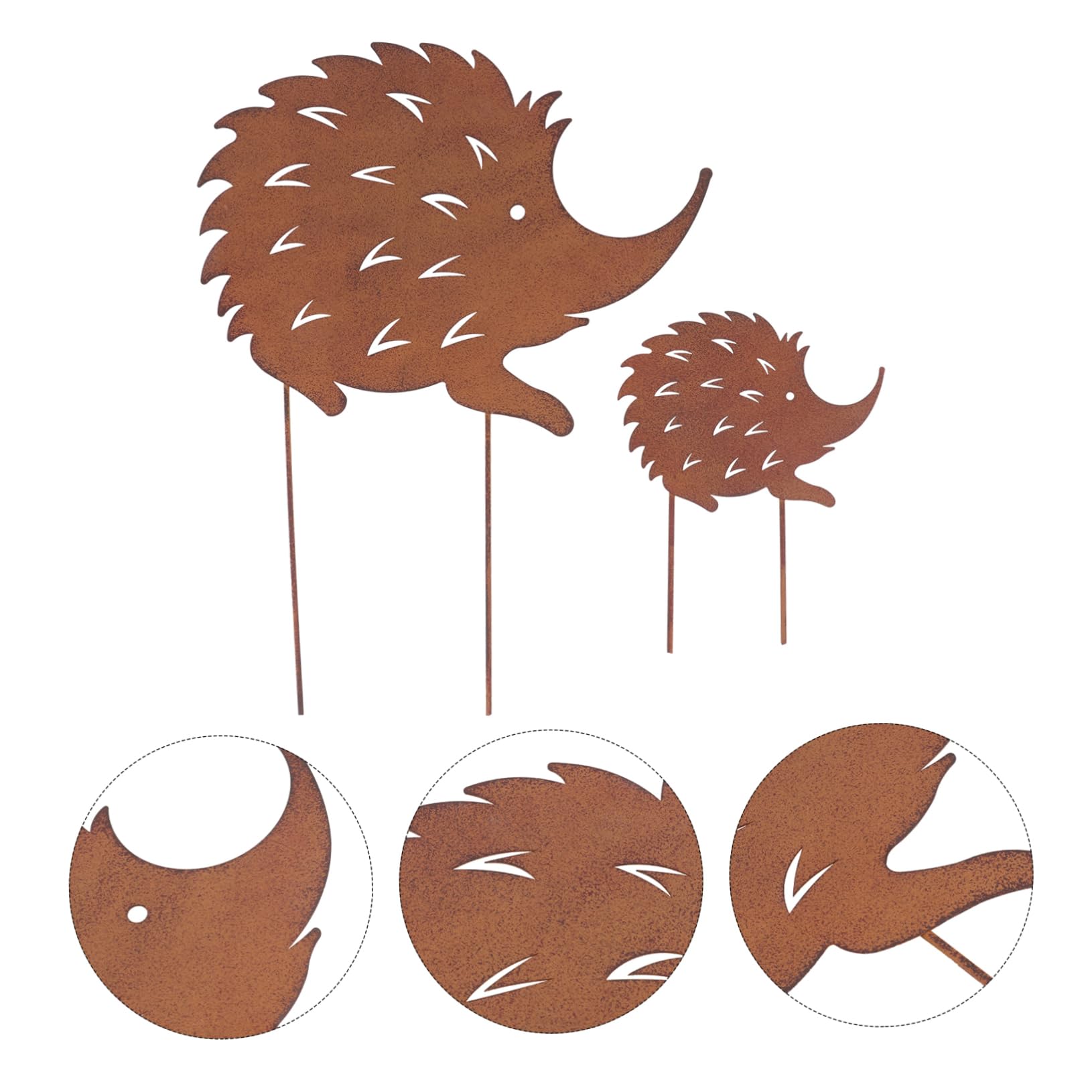 2 Stück Gartendeko Igel aus Eisen Rostoptik Große und Kleine Gartendekoration für Terrasse und Außenbereich Wetterfeste Schmiedeeisen Figur