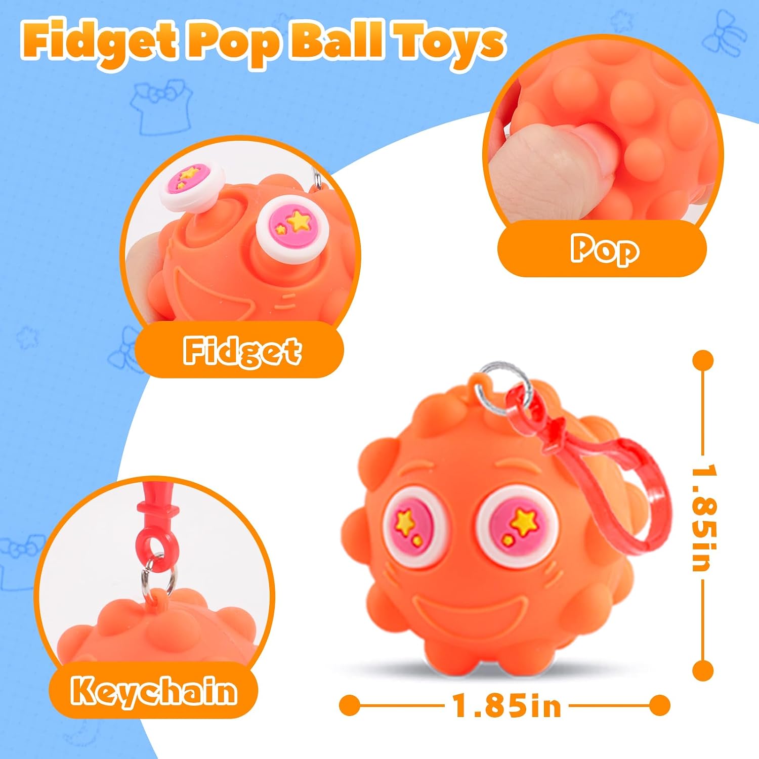 KissFree 24PACK Pop Ball Party Favors for Kids, 3D Pop Fidget Ball Sensory Toys Bulk, Goodie Bag Stuffer, Classroom Prizes, Gifts for Boys & Girls,Easter Basket Stuffers