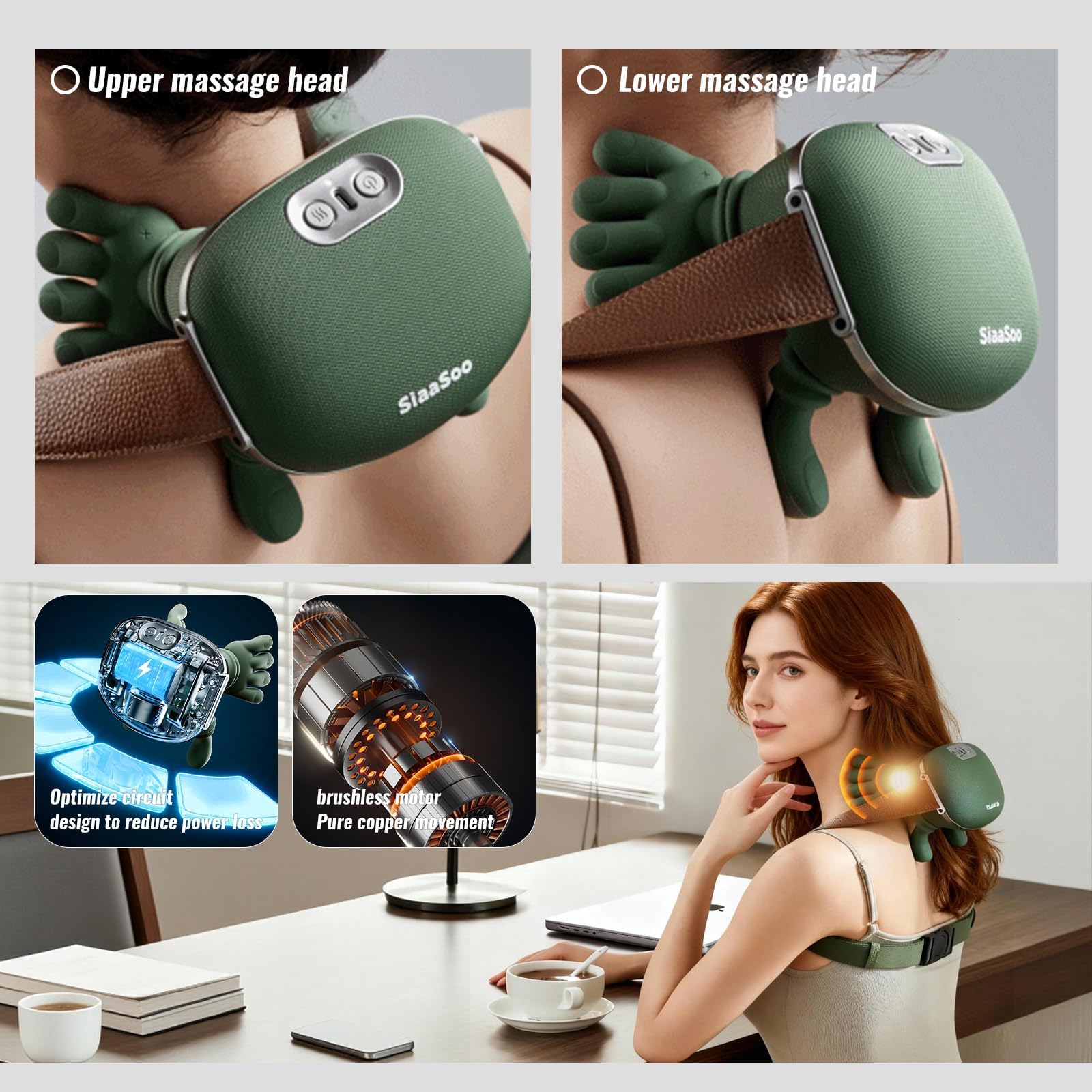 Massagegerät,Rückenmassagegerät Massagemeister,4D Nackenmassagegerät,3 Massageeinstellungen & 2 Heizstufen,für Zuhause,Büro,Reisen,Entspannen Sie Muskeln,Lindern Müdigkeit