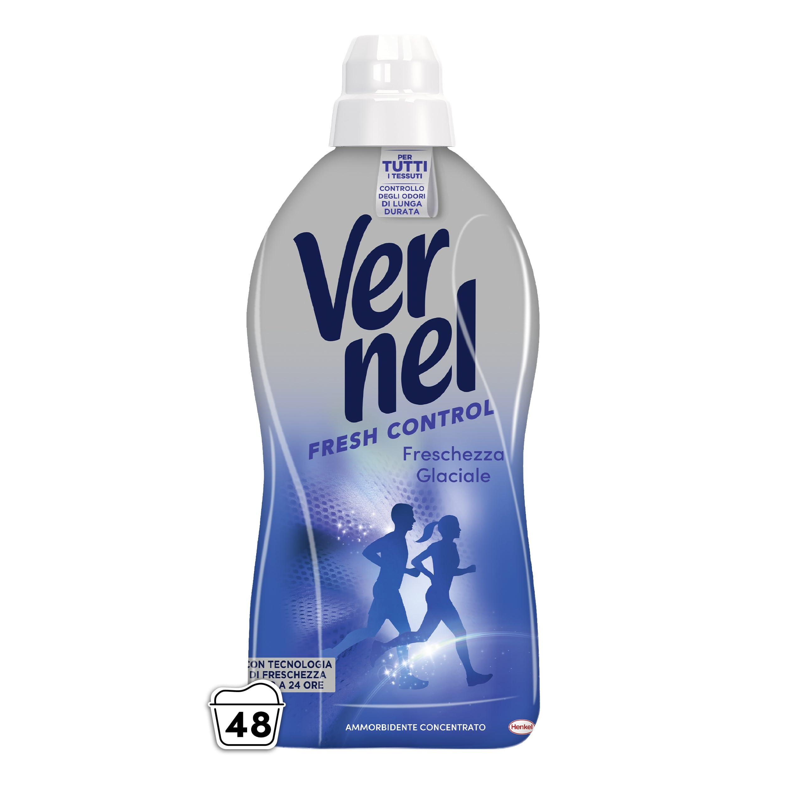 Ammorbidente Concentrato Vernel Fresh Control Freschezza Glaciale (10 x 48 lavaggi), Ammorbidente Concentrato per Tutti i Tessuti, con Controllo degli Odori di Lunga Durata